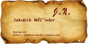 Jakubik Nándor névjegykártya