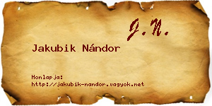 Jakubik Nándor névjegykártya