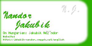 nandor jakubik business card